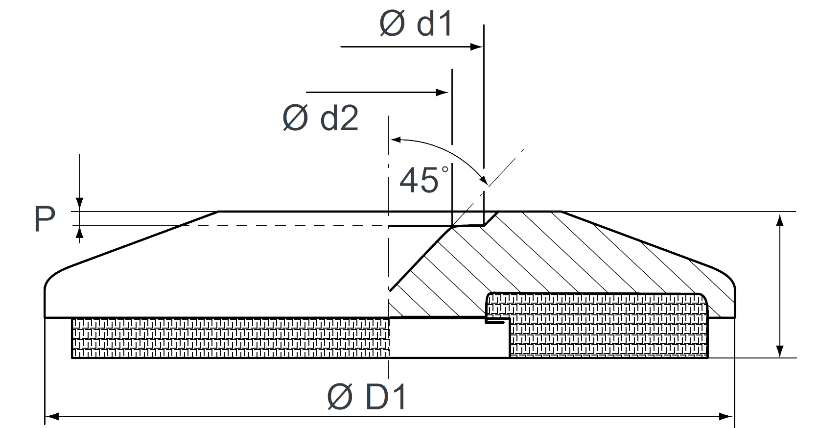 Schéma dimensions support SE121 standard et W Hutchinson Paulstra